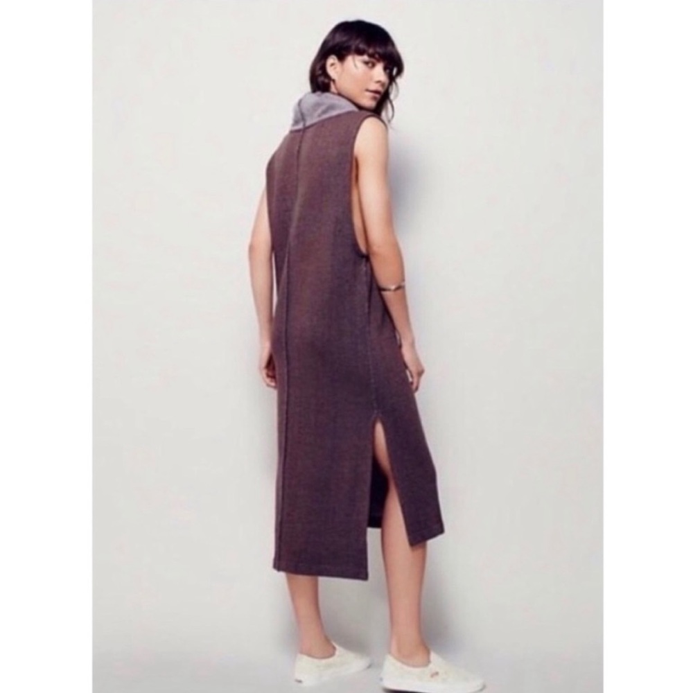 FREE PEOPLE BEACH brown sleeveless cowlneck fleece sweater dress XS/S